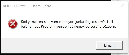 libgcc_s_dw2-1.dll hatası ekran görüntüsü